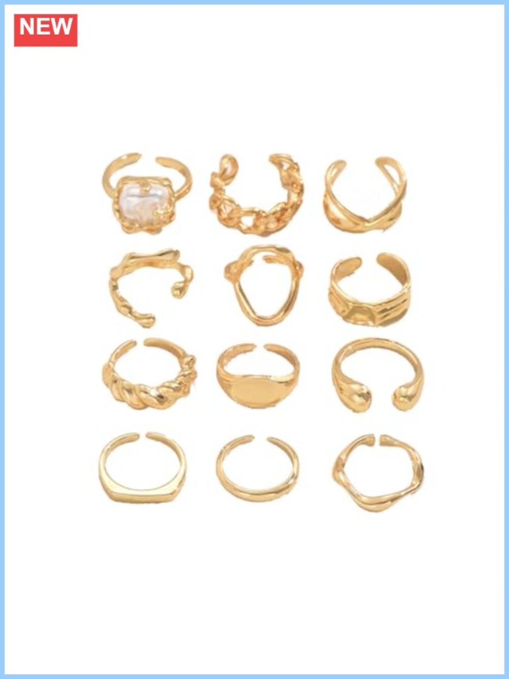 Vintage Chunky Stackable Knuckle Rings Set Geometric Dome Open Rings - Picture 5 of 5